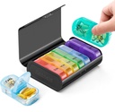 Zannaki Metal XL Weekly Pill Organizer 2 korda päevas, Big Travel Daily Pill Box 7 päeva, Portable Week Twice Pill Holder Container, AM PM Pill Case for Medicine Vitamiin Ravimid Supplement, Black