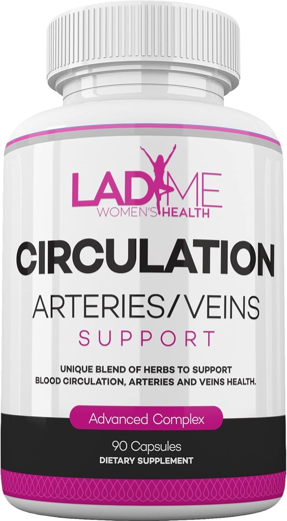 LadyMe Circulation and Vein Support aitab vähendada ebamugavust jalgades ja toetab tervislikke südame-veresoonkonna funktsioone lihunikega Broom, Diosmin, Hawthorn kuni 3-kuuline pakkumine naistele 90 kapslit