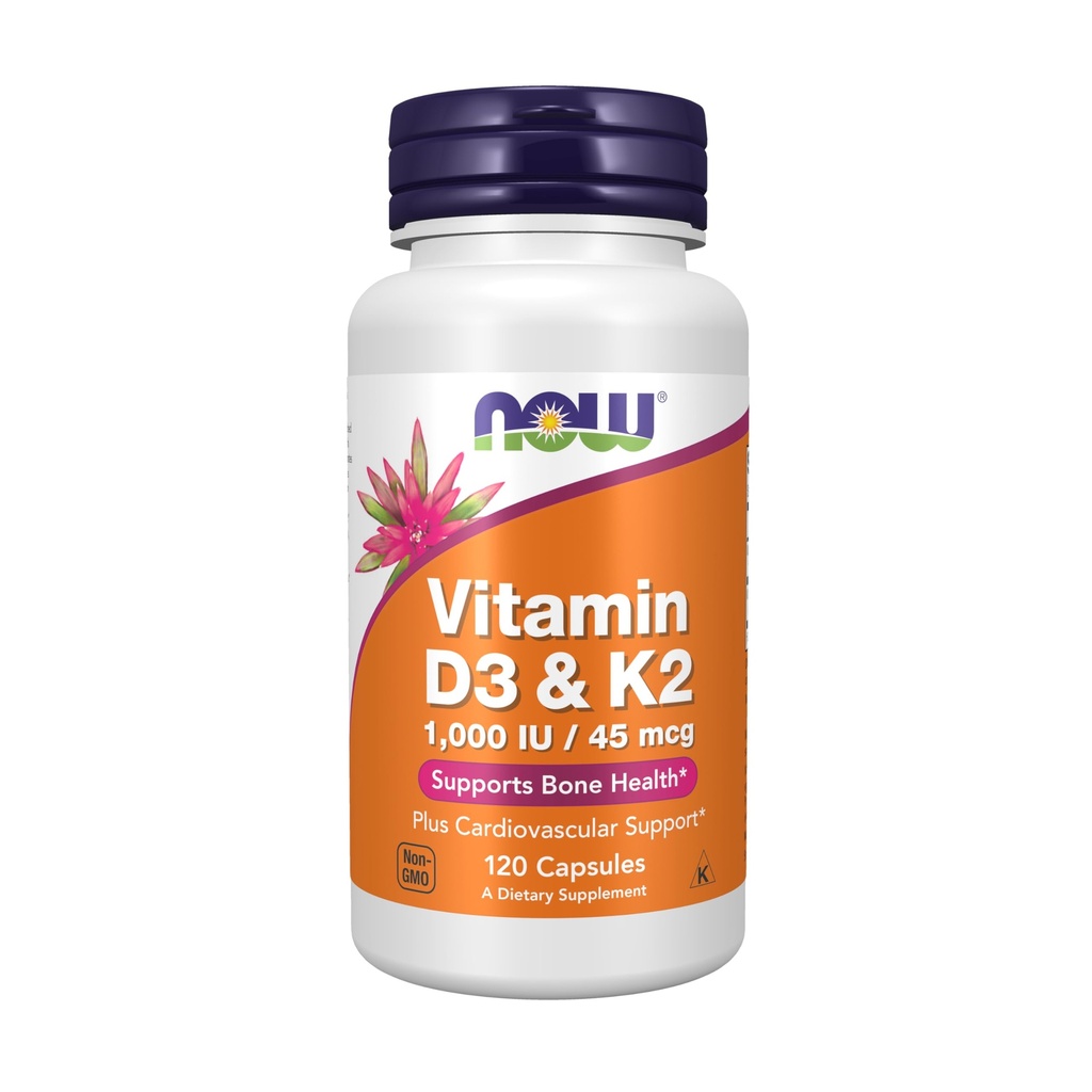 NOW Foods Vitamiin D-3 & K-2 - 120 Veg kapslid
