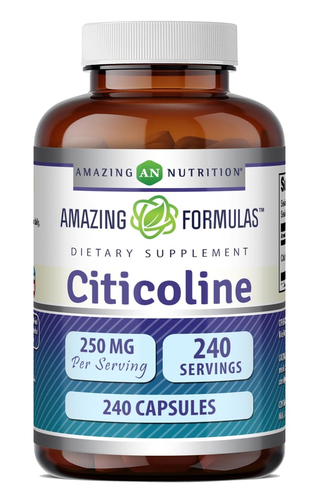 Amazing valemid Citicoline 250 Mg | Kapslite täiendus | Non-GMO | Gluteenivaba | Valmistatud USAs (240 Count)