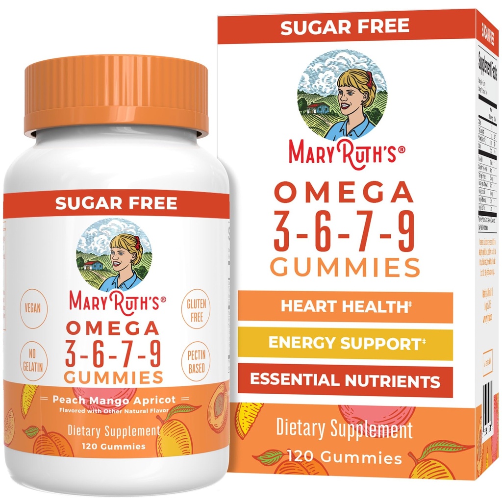 MaryRuth Organics Vegan Omega 3 6 7 9 Gummies | Kuni 4 kuu pakkumine | Omega 3 lisand linaseemneõli | Omega 3 Gummies | Ei kala maitse | Non-GMO | 120 Count