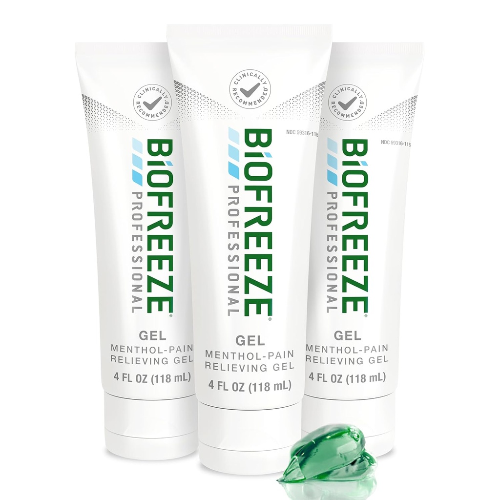 Biofreeze Professional Pain Relief Gel, 4 oz Tube (3-Pack) - kiire, jahutav leevendus artriidile, lihaste valulikkus, liiges, selg, kael, põlvevalu