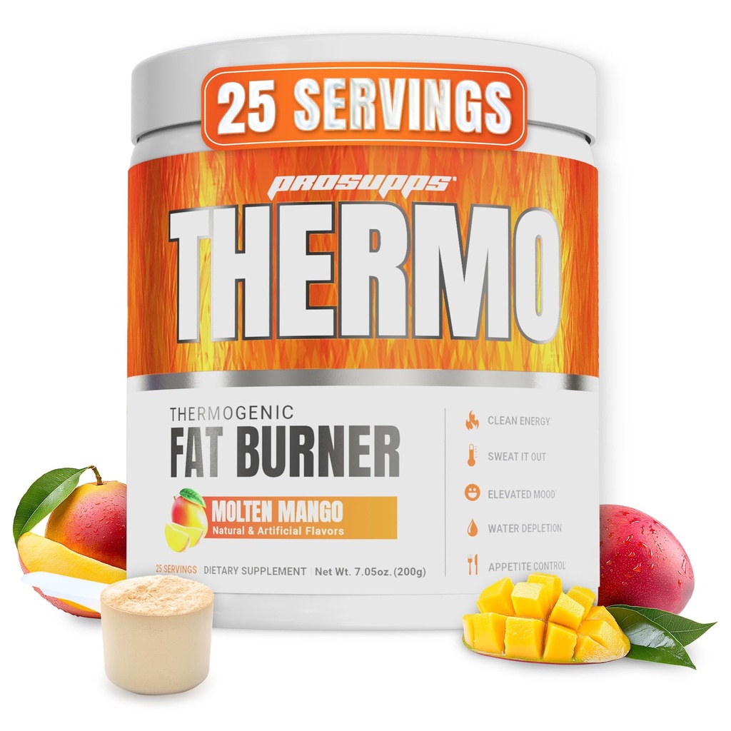 PROSUPPS Thermogenic Fat Burner Pulber, Molten Mango - Kaalulangus & Metabolism Booster Pre Treening Supplement for Women & Men - Toetab Söögiisu Kontrolli & Suurendab Energia - Gluteenivaba - 25 Servings