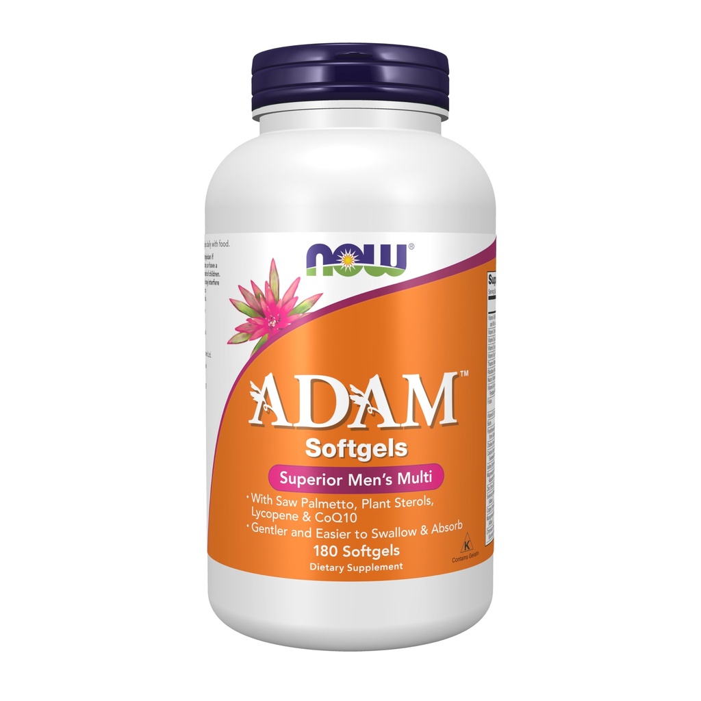 NOW Foods Supplements, ADAMTM meeste multivitamiini Saw Palmetto, Plant Sterols, Lycopene & CoQ10, 180 Softgels