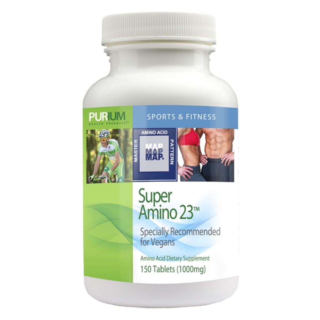 Purium Super Amino 23-150 Vegan tabletid - BCAA & Essential Amino Acid Dietary Supplement, Pre Treening, Taastamisabi, Võib Aidata Ehitada Lihaseid - Gluteenivaba - 30 Servingut