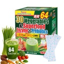Yamamoto Kanpoh YAMAKAN Greens Superfood Powder koos prebiootilise kiudaine ja ensüümidega seedimiseks, 30 Köögiviljad ja noor odrarohumahl Jaapanist, Gut Health naistele ja meestele, 64 paketti