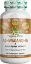 Orgaaniline Veda Ashwagandha toidulisandid, 1500mg - Ashwagandha kapslid musta piparekstraktiga - valmistatud puhtast 100% orgaanilisest Ashwagandha juurest - meeleolu tugilisa & energia, 120 Veggie