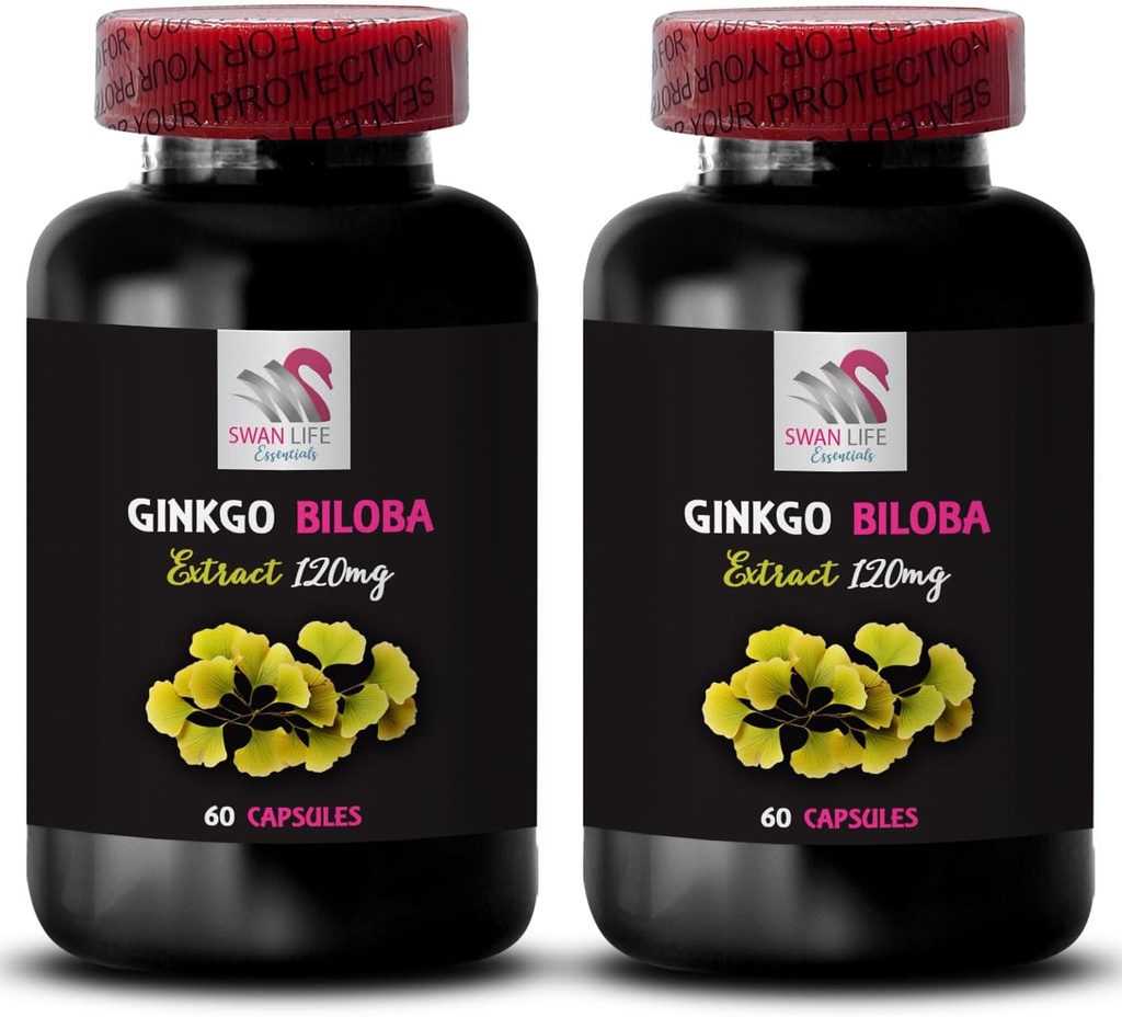 Ginkgo biloba antioksüdant Kasu - Ginkgo BILOBA ekstrakt - looduslik antioksüdant Toode, taimse ekstrakti pulber, Ginkgo biloba Toidulisand, Ginkgo biloba Pulber 2 Pudelid 120 kapslit