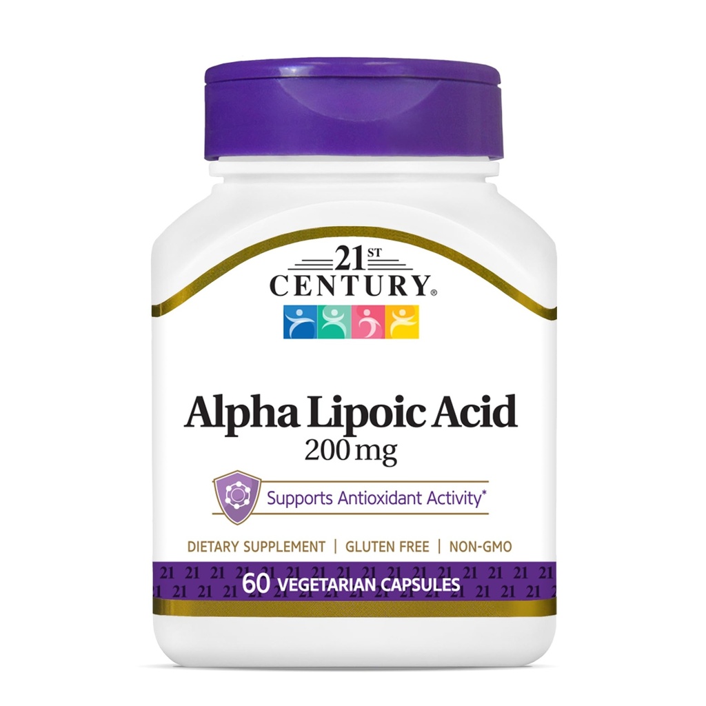 21st Century Healthcare Alpha Lipoic Acid 200 mg, 60 Count taimetoitlased kapslid