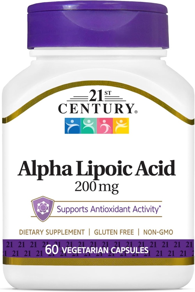 21st Century Healthcare Alpha Lipoic Acid 200 mg, 60 Count taimetoitlased kapslid