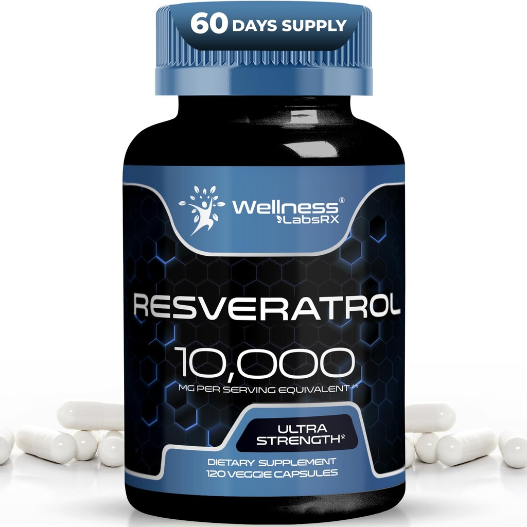HEA LABSRX Resveratrooli 120 kapslit, Resveratrooli lisandit, Resveratrooli 1000 mg Polygonum Juur, Trans Resveratrooli tervisliku vananemise, südame, aju tervise tugi - Vegan, Keto