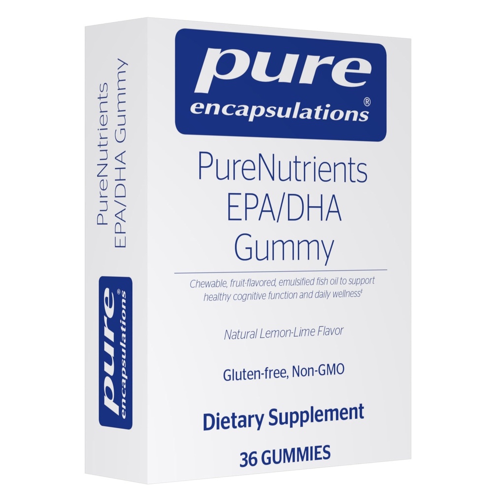 Puhtad kapseldamised Puhtad toitained EPA / DHA Gummy | Gummy pehme närimine tervisliku kognitiivse funktsiooni ja igapäevase heaolu toetamiseks | 36 Gummies | Looduslik sidrun-Lime maitse