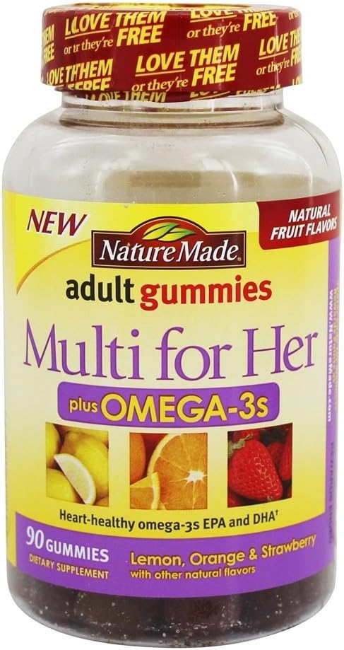 Nature Made Multi tema Plus Omega-3 täiskasvanud kummikud, 90 Count