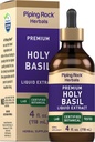 Piping Rock Holy Basil Vedelik Extract | 4 Fl Oz | Tulsi Leaf Tinktuur | Taimetoitlane, Mitte-GMO, Gluteenivaba Lisand