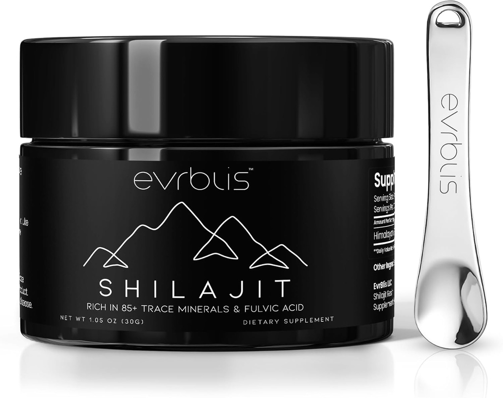 Puhas Himaalaja orgaaniline Shilajit vaik, Max Potency Gold Hide Shilajit täiendus meestele ja naistele Natural Energy Boost & Immune Support 85 + Trace Minerals & Fulvic Acid (30 Grams, 60 Serving).