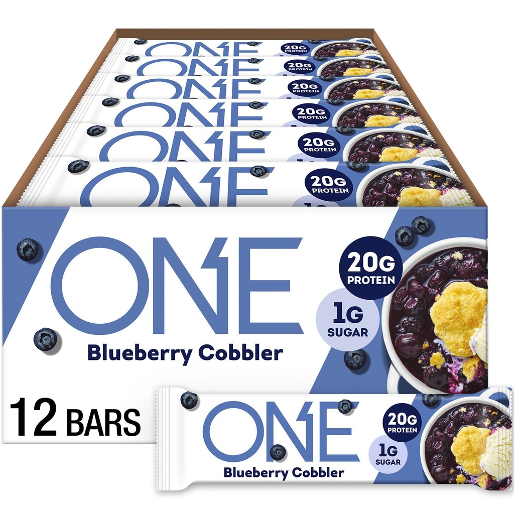 ONE Protein Bars, mustikakivi, Gluteenivaba 20 g valgu ja 1 g suhkruga, Sahvriklambrid, 2,12 oz (12 krahv)