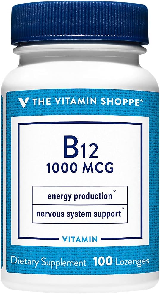 Vitamiin Shoppe Vitamiin B12 1000 mcg - toetab energiatootmist, üks kord päevas toidulisandit - vitamiin B-12 (nagu tsüanokobalamiin), gluteeni ja piimavaba (100 küüslauk)