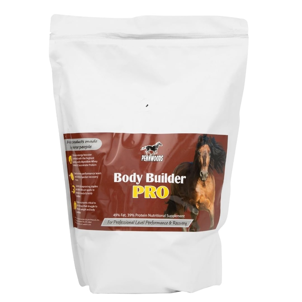 Pennwoods Body Builder Pro, Horse Weight Gain Supplement, Premium High Fat Energy Booster koos vadaku isolaadi ja kontsentraadi valguga, 4lb Bag