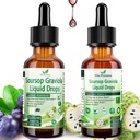 2 Pack Soursop Bitters Vedel Orgaaniline Soursop Ekstrakt Multivitamiinitilgad w. Sea Sammal, Viinamarjaseeme, Elderberry, Rafineerimata Soursop Oil for Skin, Immune Boost, Seedimisabi