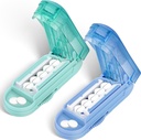 DUBSTAR 2PCS Pill Cutter Splitter väikestele ja väikestele pillidele, mitme pilli lõikajad väikestele või suurtele pillidele, reguleeritav pillide jaotus keskseadme ja plaatide kaitsega (sinine + tsüaan)