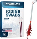FrontLine Povidone joodi tampoonid, antiseptilised tampoonid, joodilahus, puhastav puuvilla tampoon, individuaalselt pakitud meditsiinitarbed, haavahooldus, esmaabi, haavapuhastaja, karp 50