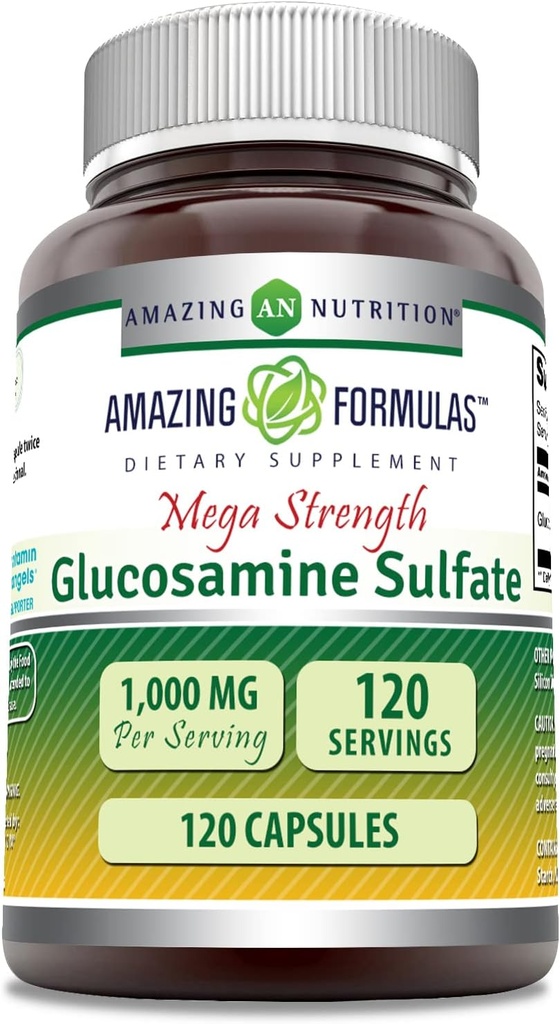 Amazing Formulas Glucosamine Sulfate 1000 mg Capsules Supplement | Non-GMO | Gluten Free | Made in USA (Unflavored)