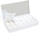 PORT X POLISH Designer Weekly Pill Box Korraldaja (AM/PM 2X Daily, Crisp White) | Kompaktne, stiilne 7-päevane vitamiinilisajuhtum | armas kaasaskantav Mini reisimeditsiini vedaja | BPA-vaba Pillbox Caddy