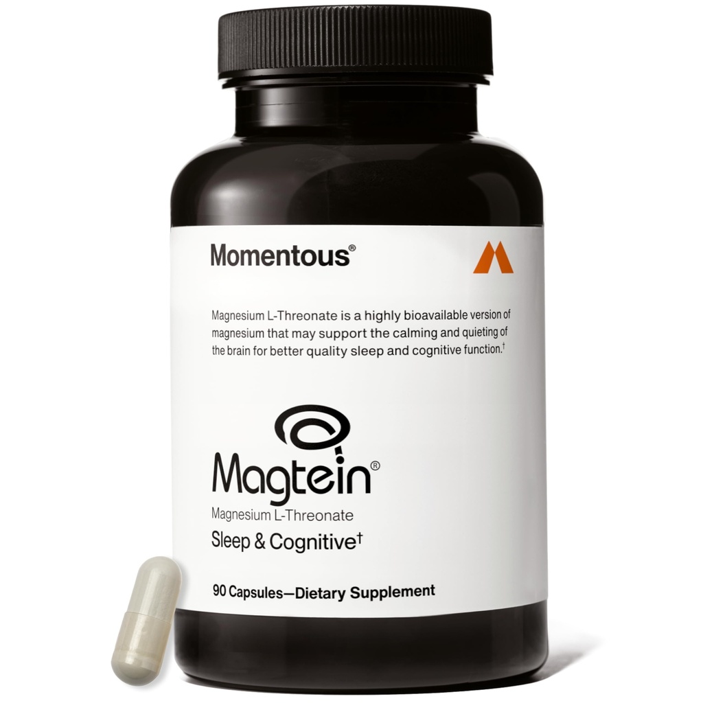 Momentous Magtein Magnesium L-Threonate - Aju ja puhketoe lisand - suurendab kognitiivset funktsiooni ja une kvaliteeti - NSF sertifitseeritud spordi jaoks - 145 mg - 30 serveerimist