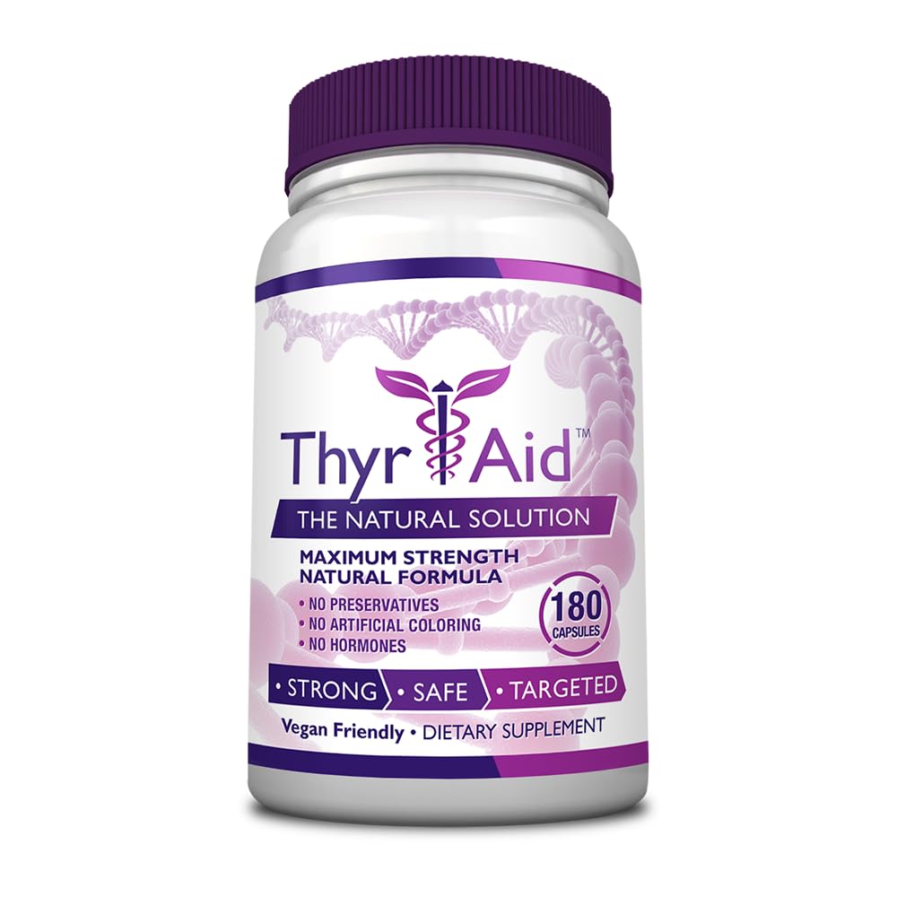 ThyrAid - kilpnäärme lisand - jood, Kelp, Ashwagandha - Vegan - 1 pudel (3 kuu varu, 180 kapslit)