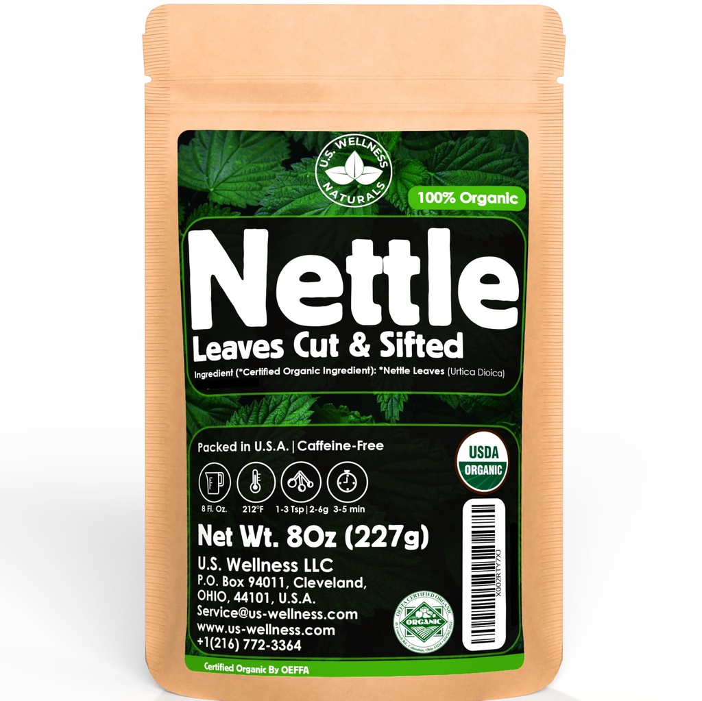 Nettle Tea - 8Oz (REAL WILD HARVEST) | 100% USDA Certified ORGANIC | Loose Leaf (Urtica Dioica aka Stinginging Nettle) Cut & Sifted