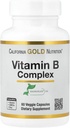California Gold Nutrition B-vitamiini kompleks , tiamiin B1, riboflaviin B2, niatsiin B3, püridoksiin B6 , biotiin B7 , pantoteenhape B5 ja pro folaat B9 , gluteenivaba , non GMO , 60 köögiviljakapslit