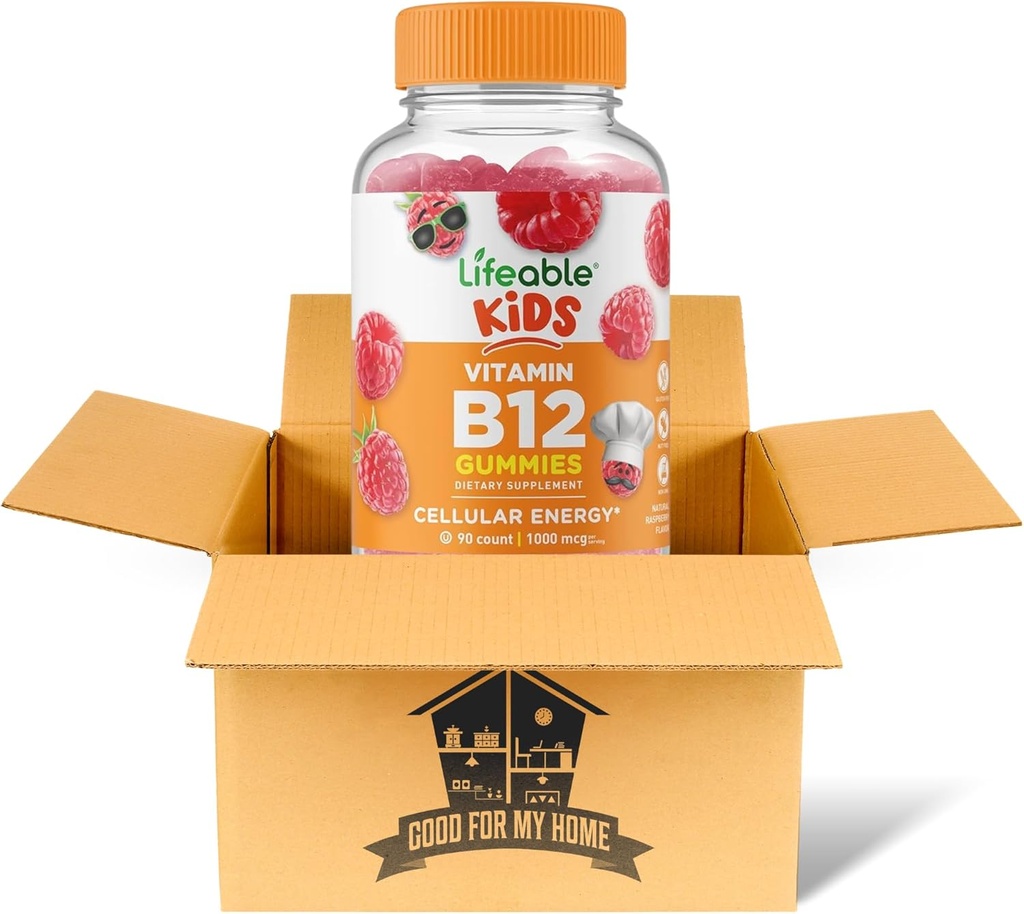 Vitamiin B12 Gummies Bundle. Sisaldab ühte pudelit 90 ct Eluvõimelised lapsed Vitamiin B12 kummikud. Toidulisand, gluteenivaba, mitte-Gmo ja näritavad B12 vitamiinid kummikud. See on hea minu kodukarbi jaoks!
