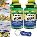 Spring Valley Kaltsiumtsitraat Tabletid Dieet Täiendus 600 mg 300 Ct 4 pk Valikukomplekt (1200 Kokku) + Vitamiini juhend ja pillide konteiner (6 tükki)!