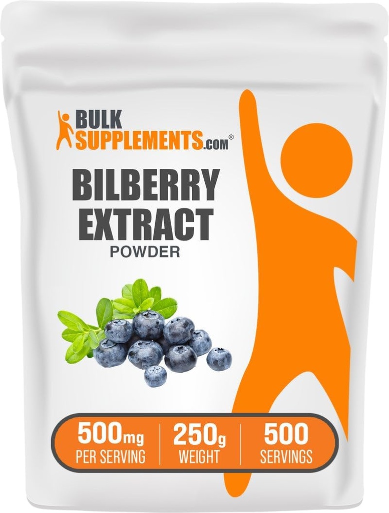 BulkSupplements.com Bilberry Extract Powder - Bilberry Extract Supplement, Taimne täiendus - Vegan & Glulten Free, 500mg per Serving, 250g (8,8 oz) (pakk 1)