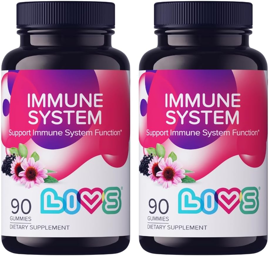 LIVS Immuunsüsteemi Elderberry Gummies täiskasvanutele ja lastele | Advanced Immune Support Supplement koos C-vitamiini, Echinacea, & Propolis | Vegan & Gluten Free Gummy vitamiinid | 200mg Elderberry / annus -180 Ct