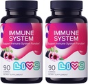 LIVS Immuunsüsteemi Elderberry Gummies täiskasvanutele ja lastele | Advanced Immune Support Supplement koos C-vitamiini, Echinacea, & Propolis | Vegan & Gluten Free Gummy vitamiinid | 200mg Elderberry / annus -180 Ct