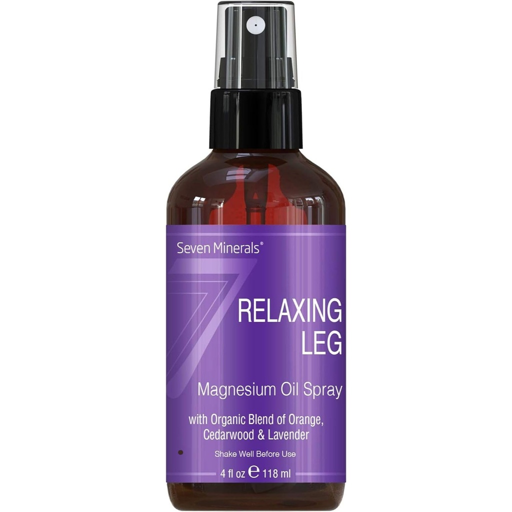 Seitse mineraali Lõõgastav Jalg Magneesium Spray, Võimas segu eeterlike õlide (Orange, Cedarwood, & Lavendel), mis rahustab jalad loomulikult. 4 fl oz,