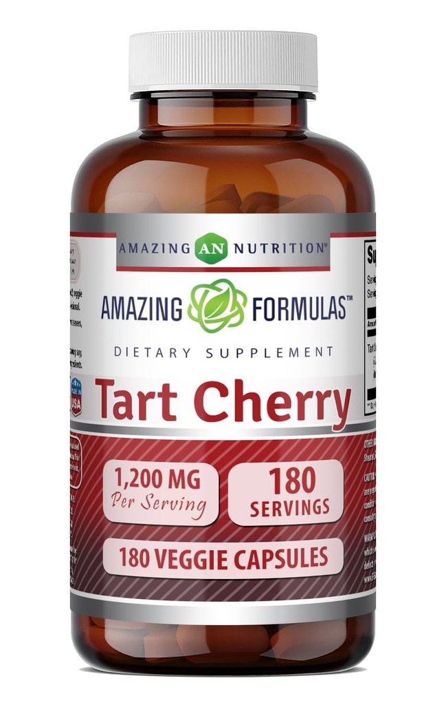 Amazing Formulas Tart Cherry 1200 MgPer Serving | 180 Veggie kapslid Supplement | Non-GMO | Gluteenivaba | Valmistatud USAs