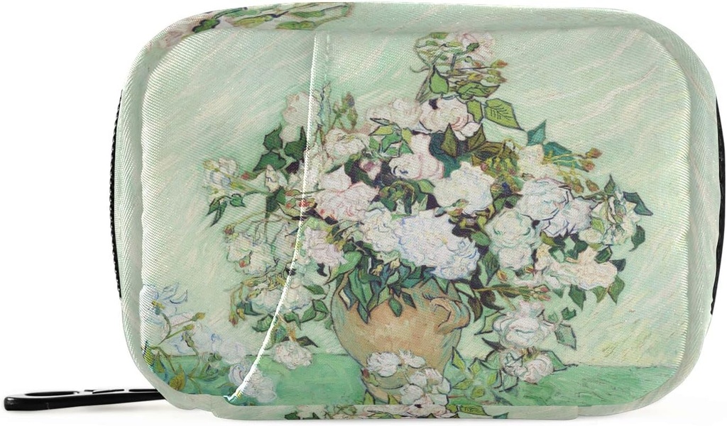 Roses Van Gogh Pill Box 7 Day Pill Case Bag Travel Pill Korraldaja kott koos Zipper Portable Weekly Case Compact Suurus Vitamiini täienduse hoidja