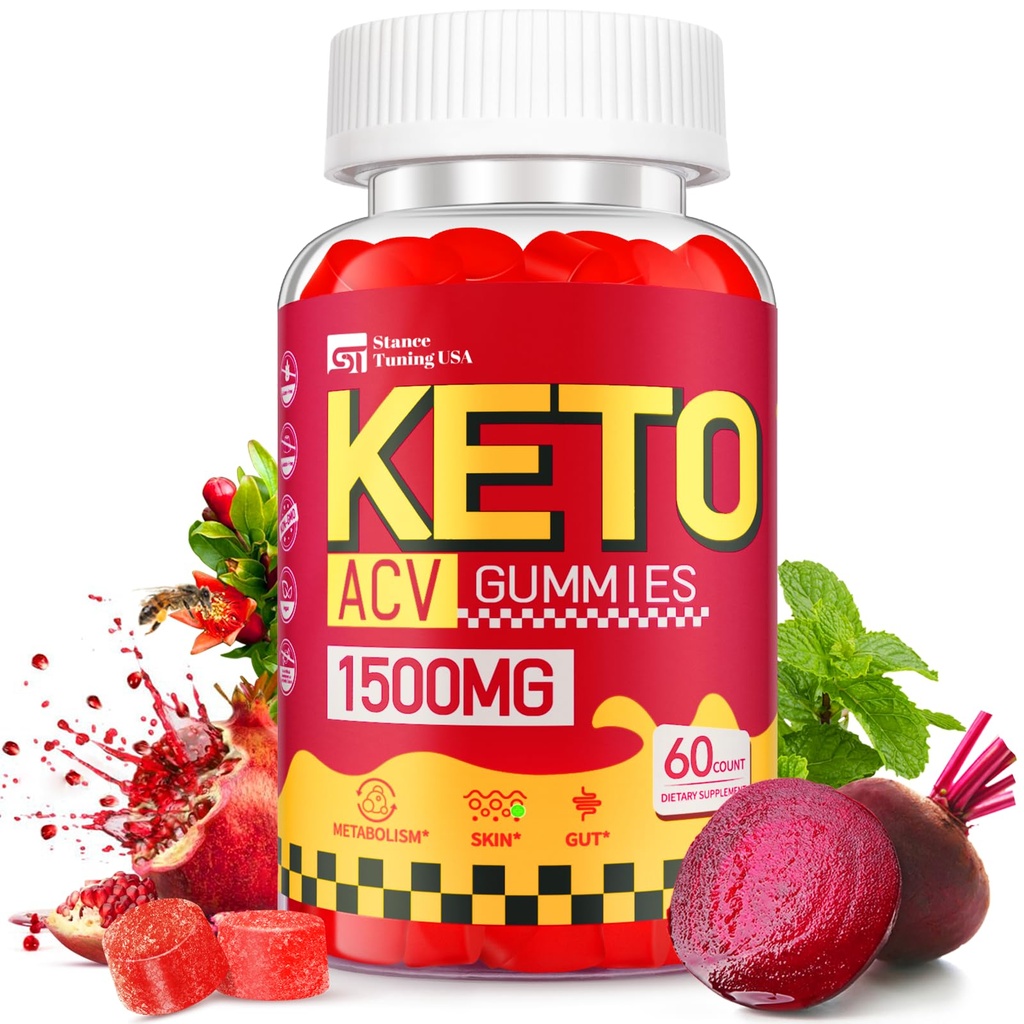 Keto ACV Gummies kaalulangus - Maitsev 1500MG Õunasiidri äädikas koos emaga, probiootikumid, vitamiinid B6 & B12 - Suhkruvaba, vegan ja mitte-GMO - toetab soolestiku tervist, ainevahetust ja rasva põletamist naistele