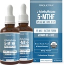 L Metüülfolaat 15mg Plus Metüül B12 Cofactor – orgaaniline, marjamaitse, professionaalne tugevus, vedel sublingvaalne, aktiivne 5-MTHF vorm – toetab meeleolu, homotsüsteiini metüülimist, tunnetust (1oz - 2 Pack)