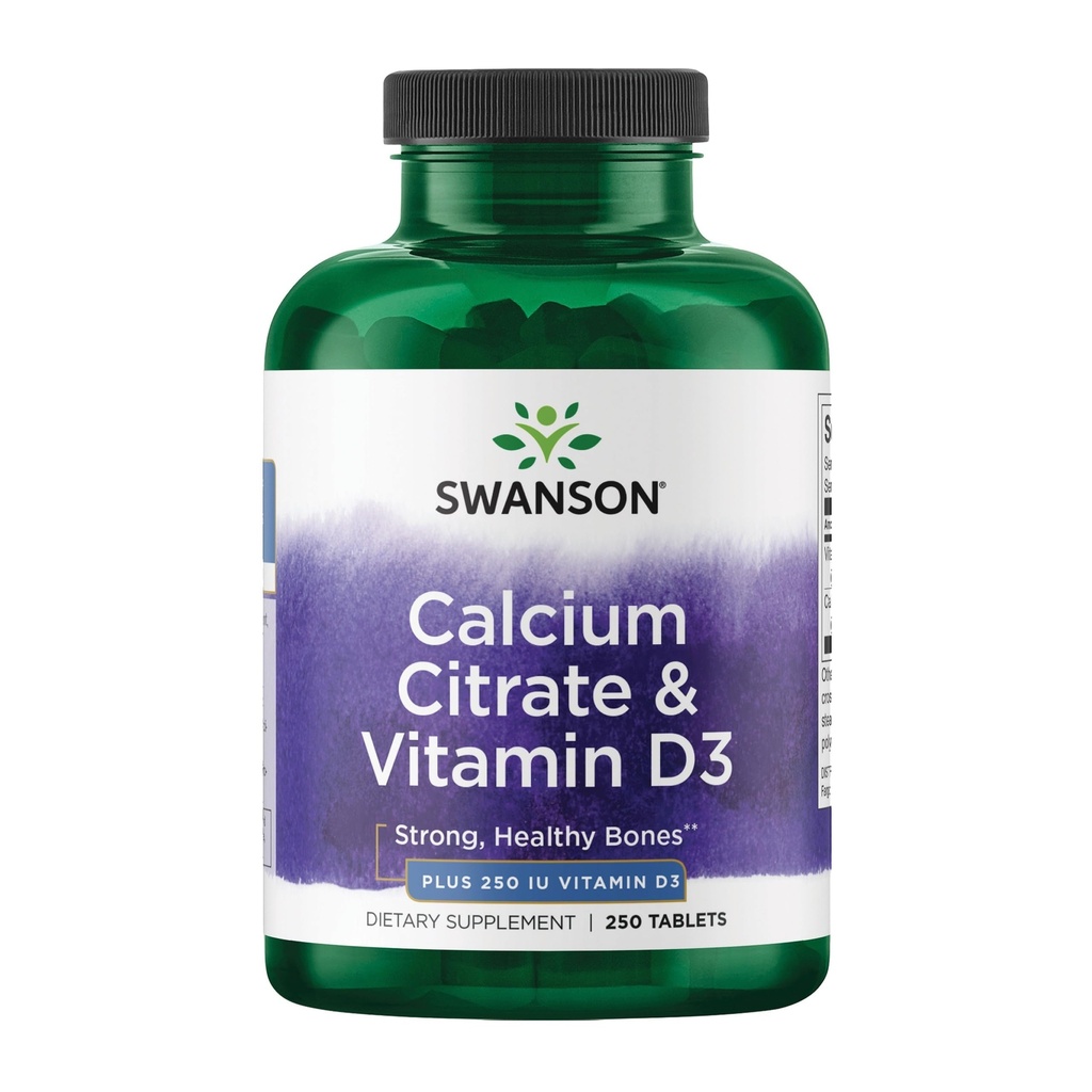 Swanson Kaltsiumtsitraat ja vitamiin D 250 Tabs