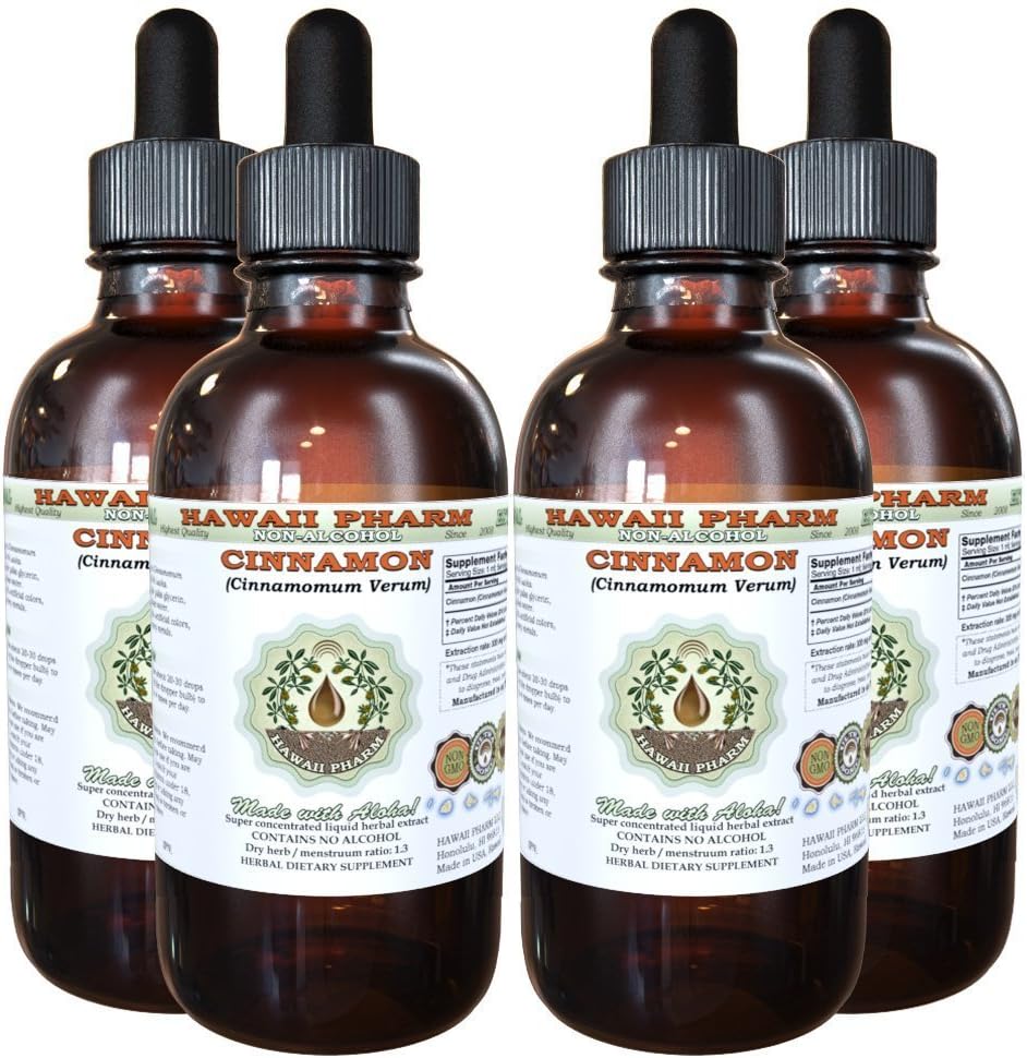Kaneel Alkoholivaba vedelik ekstrakt, kaneel (Cinnamomum Verum) Kuivatatud koor Glycerite Hawaii Pharm Looduslik Taimne täiendus 4x4 oz
