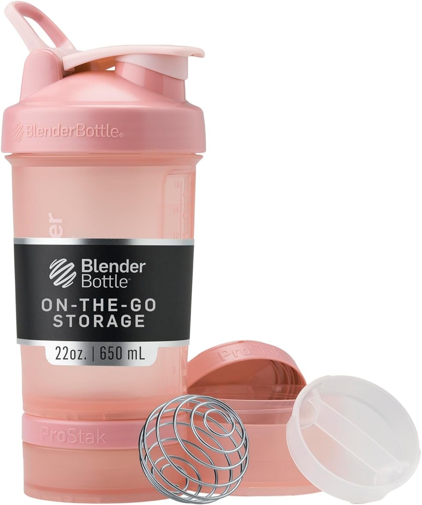 BlenderBottle Shaker pudel koos pillide korraldaja ja ladustamise valgu pulber, Classic V2 ProStak System, 22-Ounce, Rose Pink