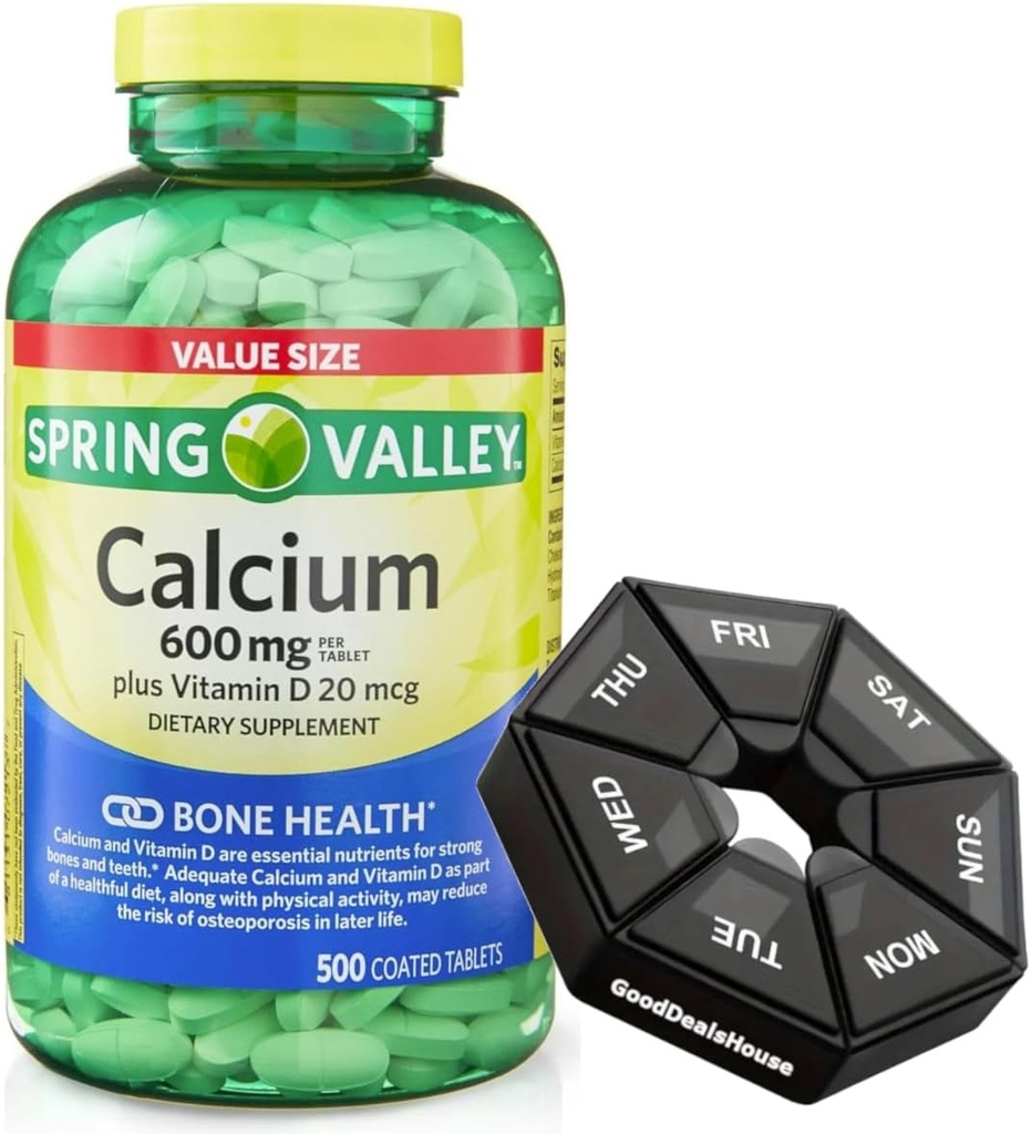 Kevad - Valley Calcium 600 mg + Vitamiin D 20 mcg - 500 Arv iganädalaste pillide Korraldaja GoodDealsHouse - Luude Tervis Dieet täiendus Tabletid