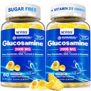 Suhkruvaba Glükoosamiin Täidetud Kummid - Glükosamiinilisand Plus Kondroitiin, MSM, Kurkum, Boswellia, Hüaluroonhape, D3-vitamiin ja tsink, 120 Gummies, 60 Serving