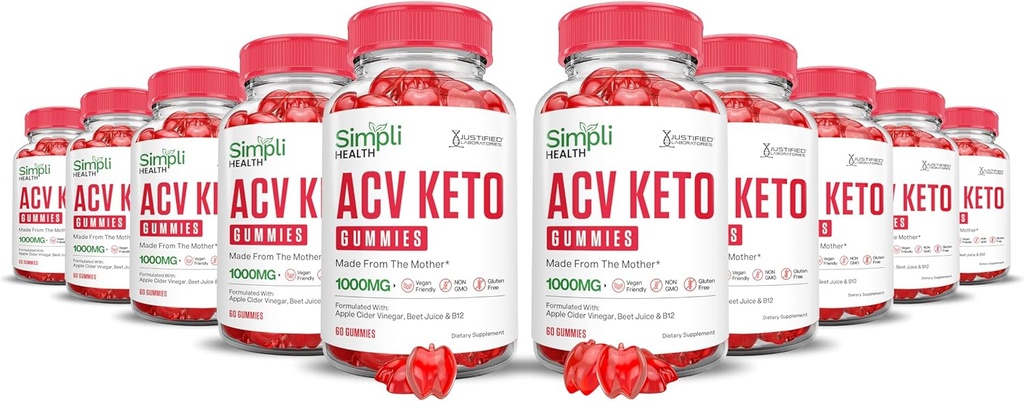 (10 Pack) Simpli Health Keto ACV Gummies Advanced Formula 1000MG Ketonature Keto Gummies Õunasiider Äädikas Valmistatud Granaatõunapeedimahlaga Pulber B12 Vegan Non GMO 600 Gummys
