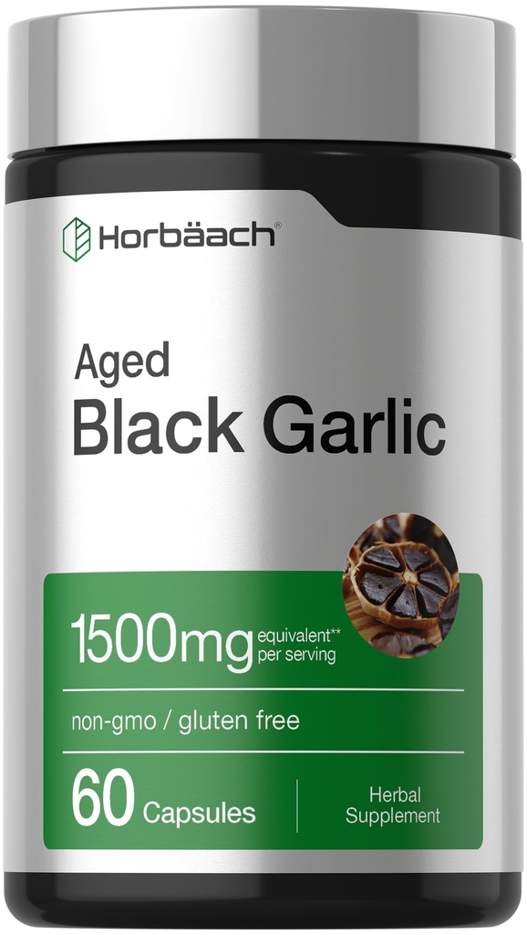 Horbäach Aged Küüslauguekstrakti kapslid 1500mg | 60 Count | Fermenteeritud toidulisand | Mitte-GMO, Gluteenivaba