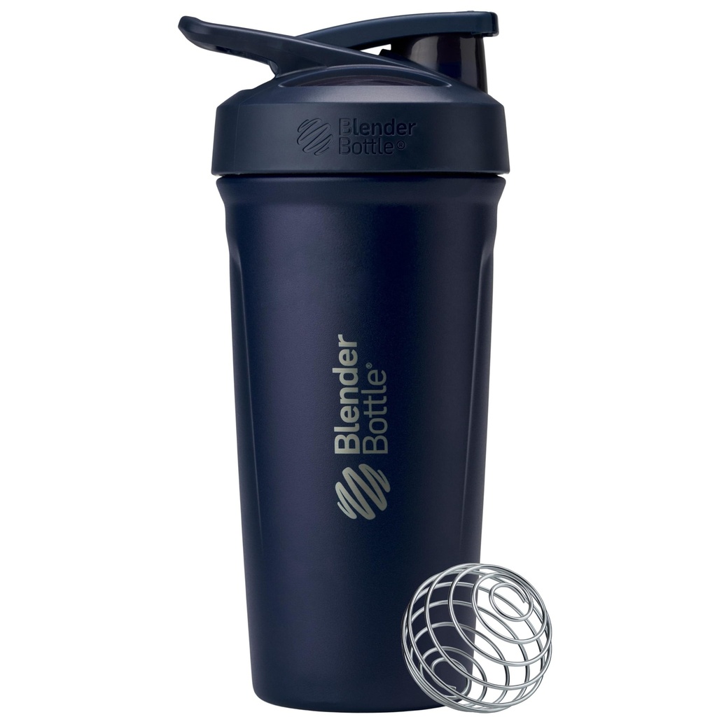 BlenderBottle Sport Isoleeritud roostevabast terasest raputuspudel traadiga viskiga, 24-kordne, merevägi - sportlaste ja fitness-entusiastide valgu raputamine ja hüdreerimine, lihtne segamine, hoiab joogid külmad, lukustatavad lidid