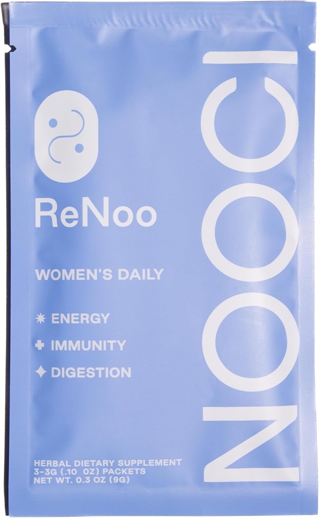 NOOCI ReNoo Naiste igapäevane pulber energia, immuunsuse, seedimise jaoks | Reisi suurus | Suhkru lisamata jätmine | Mitte-GMO | Vegan | 3 kotikest, roheline tee